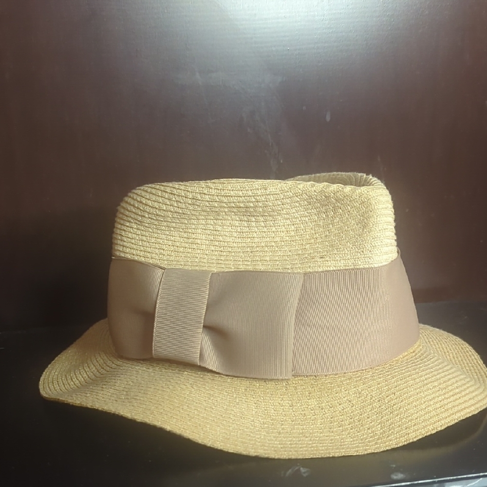 Eugenia Kim Tan Hat with Brown Ribbon